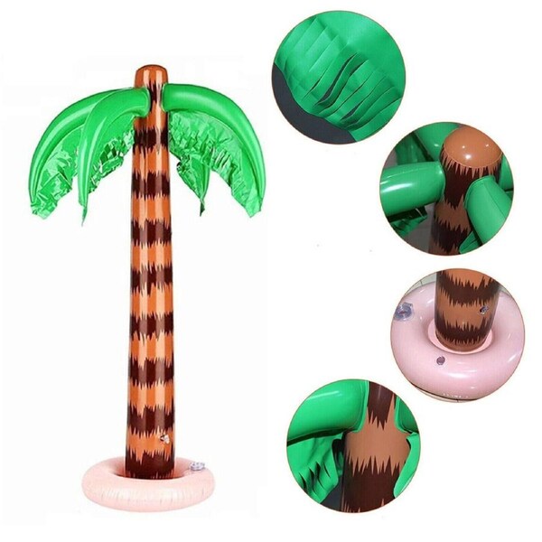 2Pcs Palm Tree Hawaiian Party Supplies Beach Pool Decor Blow Up 90cm Inflatable