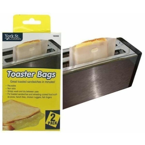 6x Toaster Bag Reusable Toaster Sandwich Bags Baking Pouch Toasty Toastie Pockets 16x16cm