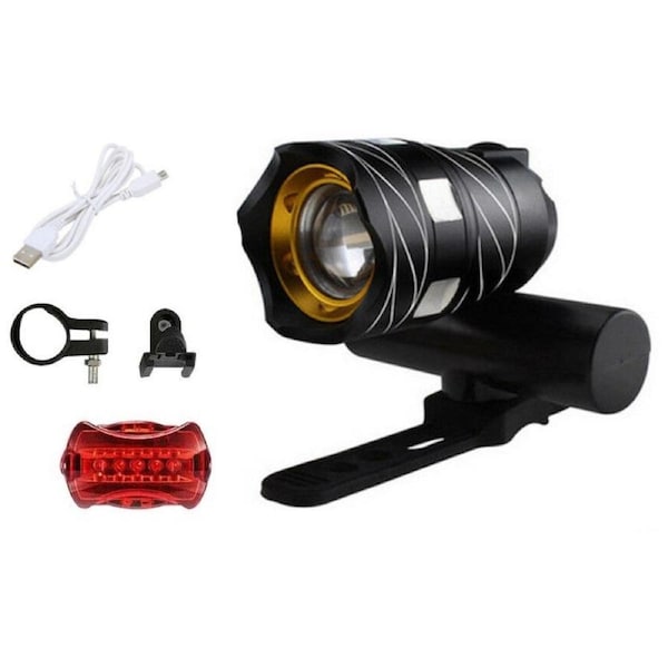 15000LM Bike Front Rear Light USB Rechargable Lamp Flashlight Bicycle LED KC