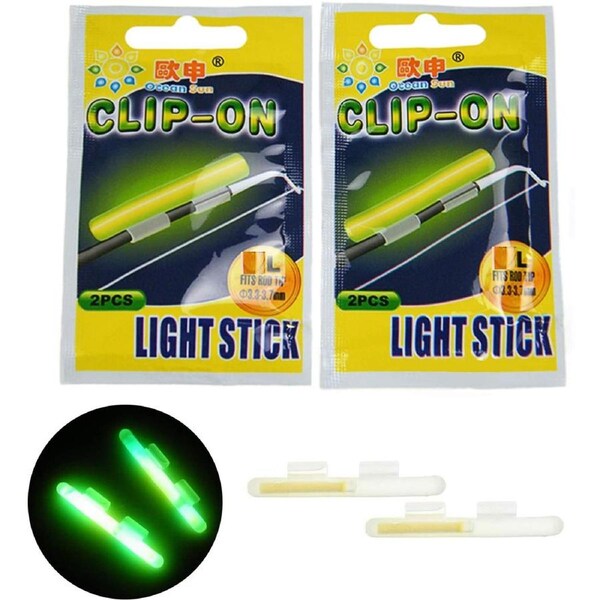 40x Fluorescent Fishing Rod Glow Clip-on Lights Sticks Fishing Tackle Large