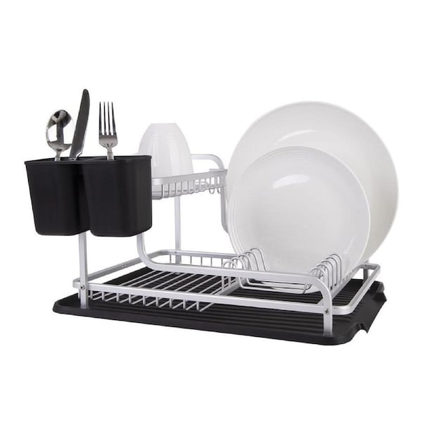 D.Line Aluminium 2 Tier Dish Rack Drying Drainer Board Tray Cutlery Organiser