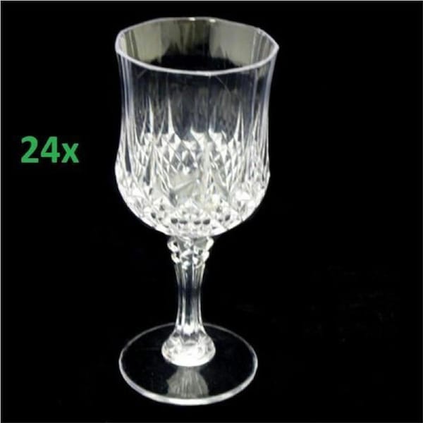 24x Wine 210ml Premium Clear Acrylic Disposable Drink Glasses Crystal Faux Reusable