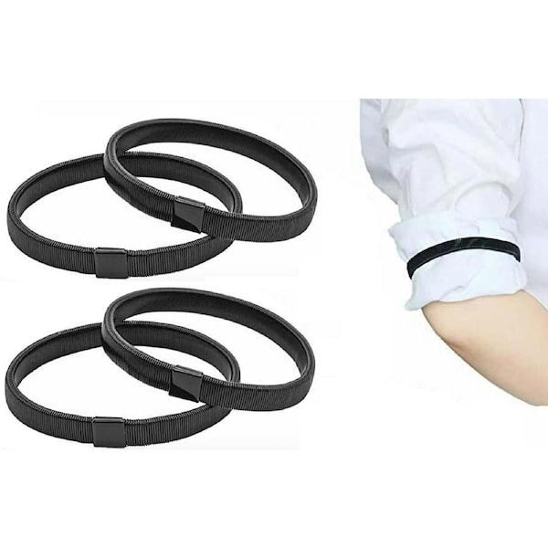 1Pair Anti-Slip Shirt Sleeve Holder Fashion Elastic Armband Hold Up Garter Black
