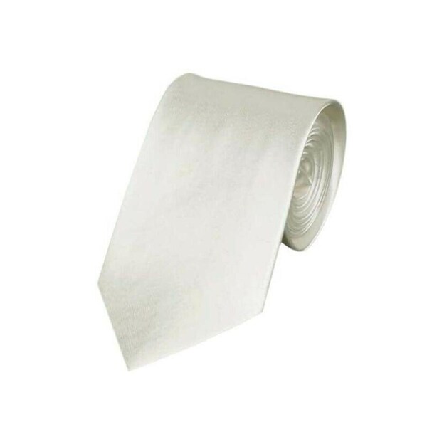 Mens Skinny Tie Plain Wedding Slim Necktie Formal Casual Narrow Party White