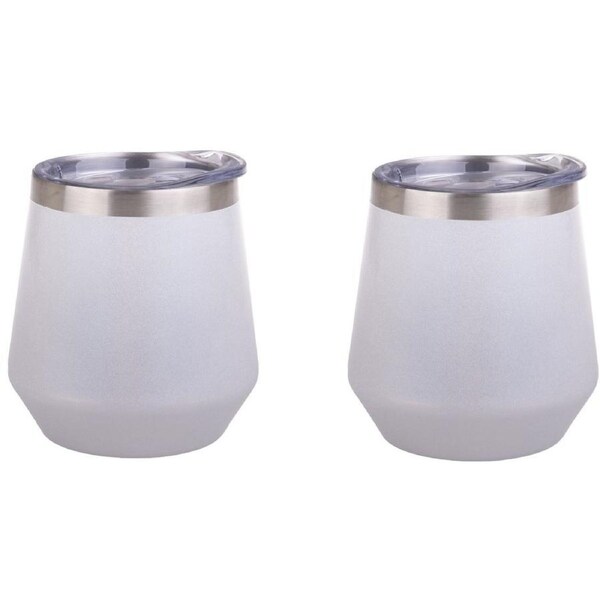 2x Oasis Lustre Stainless Steel Double Wall Insulated Tumbler 350ml - Pearl