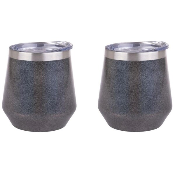 2x Oasis Lustre Stainless Steel Double Wall Insulated Tumbler 350ml - Graphite