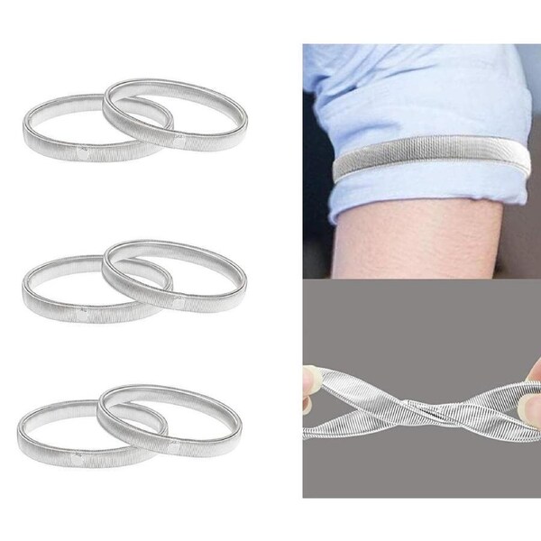 1Pair Anti Slip Shirt Sleeve Holders Fashion Elastic Armbands Hold Garter Silver
