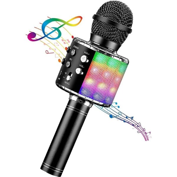 4 in 1 Bluetooth Handheld Wireless Karaoke Microphone Portable Speaker Black