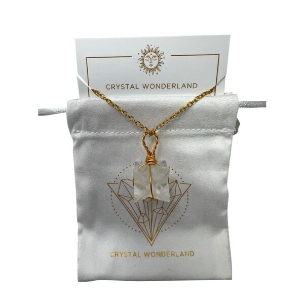 Clear Quartz Merkaba Crystal Pendant Necklace Gold Healing Crystal