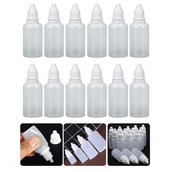 50x Clear Empty Plastic Dropper Bottles Squeezable Drop Liquid Container 15ml