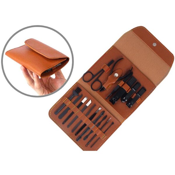 16pcs Manicure Pedicure Set Stainless Nail Trimming Kit Clipper Finger Care Tool