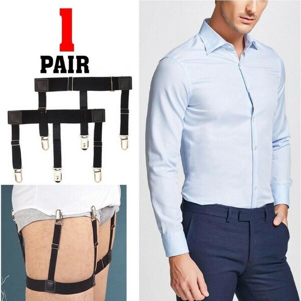 New Garter Style Shirt Stays Adjustable Elastic Shirt Garters with Locking Non-Slip