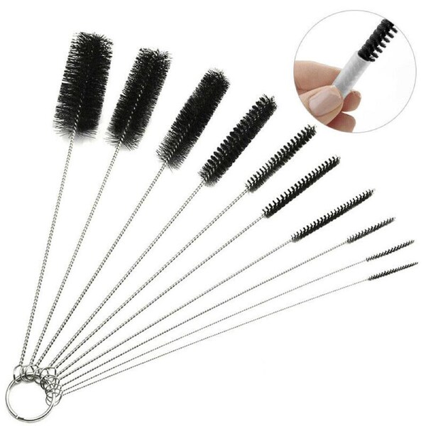 10Pcs Nylon Straw Brush Set Cleaner Bottle Tube Pipe Small Long Cleaning