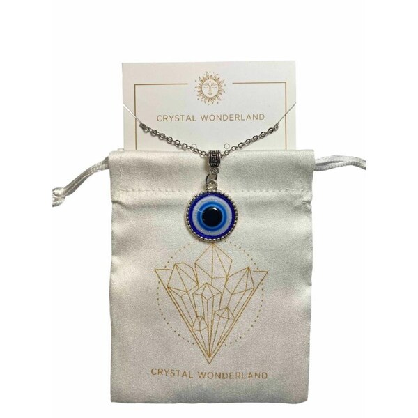 Large Evil Eye Pendant Necklace Silver Lucky Protection Success Eye Talisman