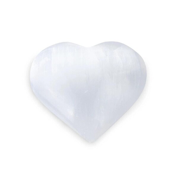 Selenite Puffy Heart Powerful Healing Gemstone Crystal Palm Stone 8cm
