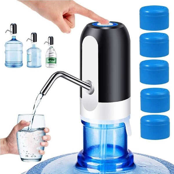 Electric Water Bottle Pump Dispenser Drinking USB Button Black Drinking USB