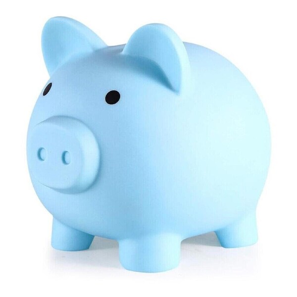 Pig Piggy Bank Coin Openable Money Save Box Soft Plastic Toy Kids Gift - Blue