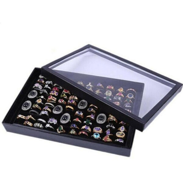 100x Slot Jewelry Ring Earring Storage Box Display Organizer Case Tray Holder