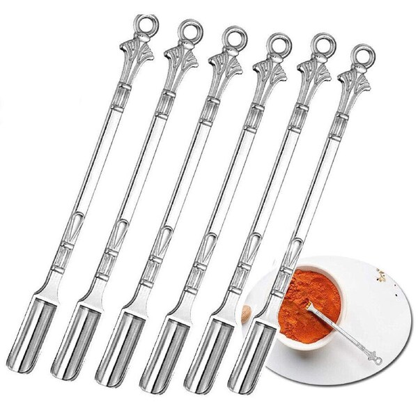 6x Mini Powder Ladle Scoop Smal Spoon Spatula Metal Shovel Spoons Silver