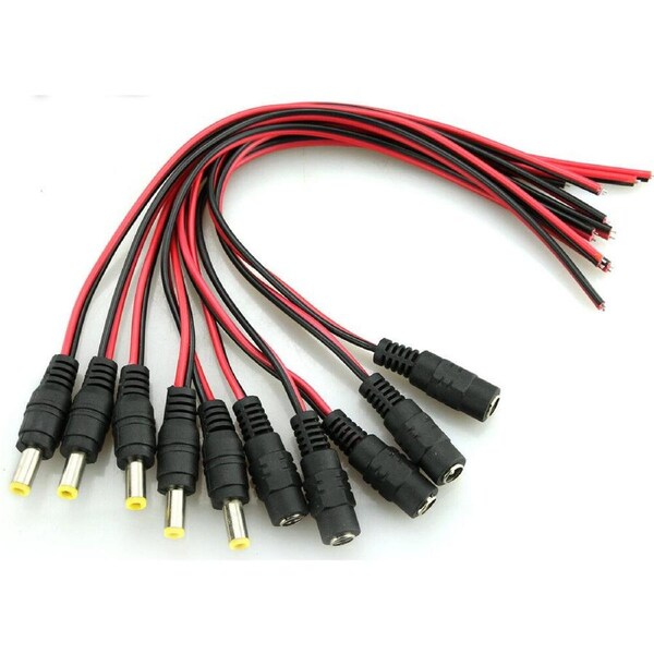 10pair 12V 5.5x2.1mm Male Female DC Power Socket Jack Connector Cable Plug Wire