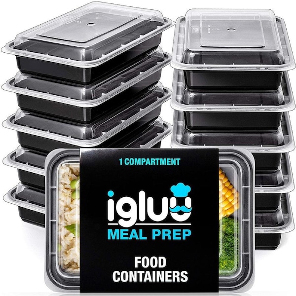10x Plastic Food Compartment BPA Free Reusable Meal Prep Containers Storage Tray