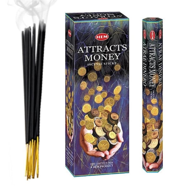 HEM Hexa Attracts Money Incense Scents Meditation Aroma Fragrance 120 Sticks