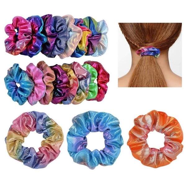 10Pcs Shiny Metallic Elastic Hair Ties Women Hair Scrunchies Ponytail Holder