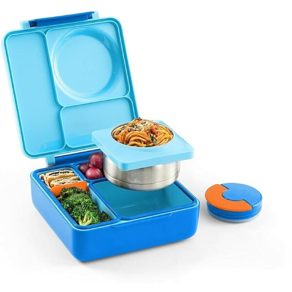 OmieBox Hot & Cold Bento Lunch Box Kids Food Storage Non Toxic Container - Blue