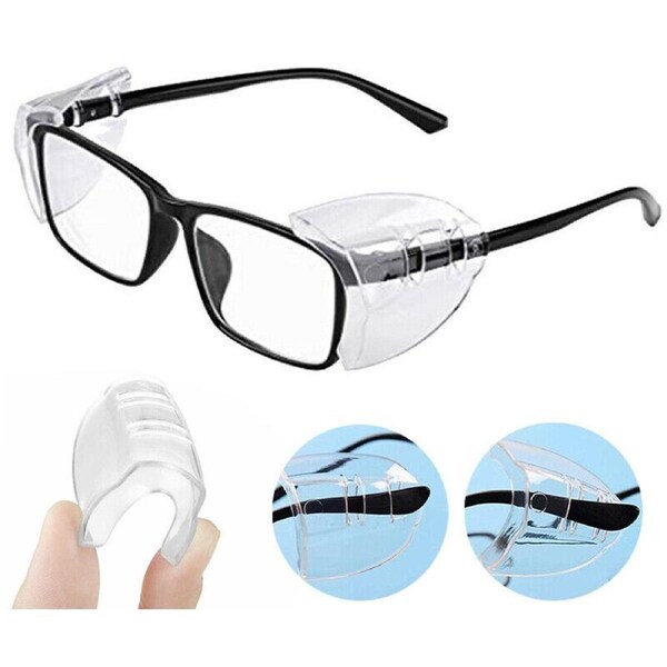 4 Pairs Clear Eye Goggles Side Shields Protection Universal Flexible For Glasses
