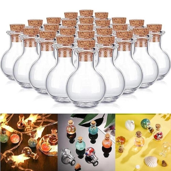 10Pcs Mini Empty Glass Clear Bottle Drifting Vials Cork Charm Wish Bottles