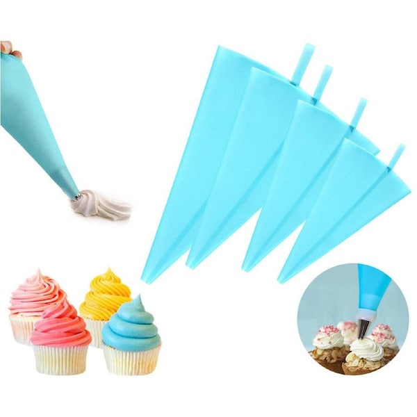 4 Pcs DIY Silicone Icing Piping Cream Pastry Bag Reusable Cake Decorating Tool