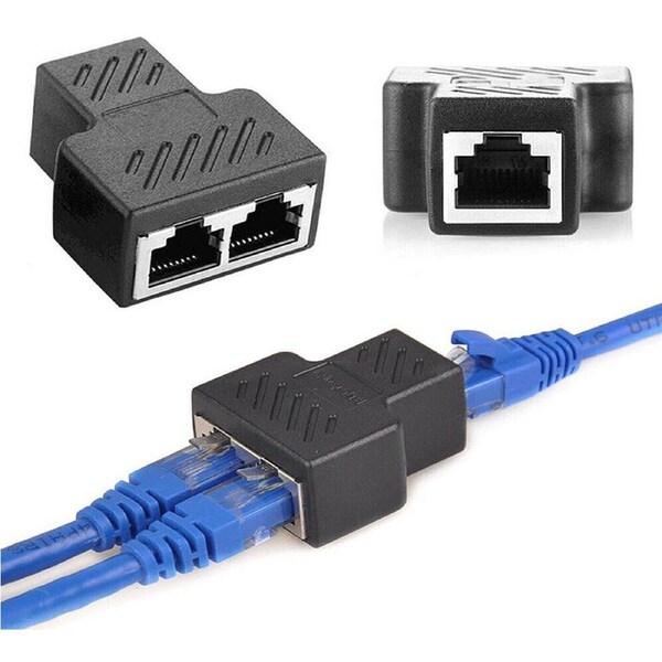 RJ45 Ethernet LAN Network Y Splitter Double Adapter Cable Connector For CAT5/6/7