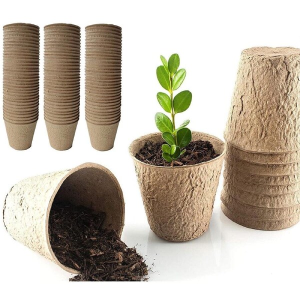 50x Biodegradable Seedling Pots Seed Starting Garden Pots Cardboard Nursery