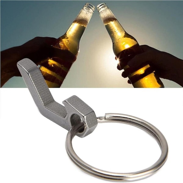 Mini Beer Bottle Opener Keychain Key Ring Small Tool Steel Keyring Camping
