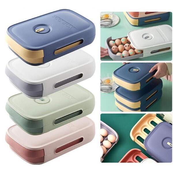 1x Drawer Eggs Tray Fruit Storage Box Kitchen Stacking Holder Food Container