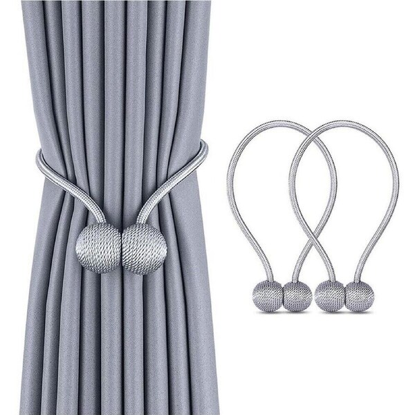 2x Magnetic Ball Curtain Tiebacks Tie Backs Hooks Clothing Home Textiles Grey