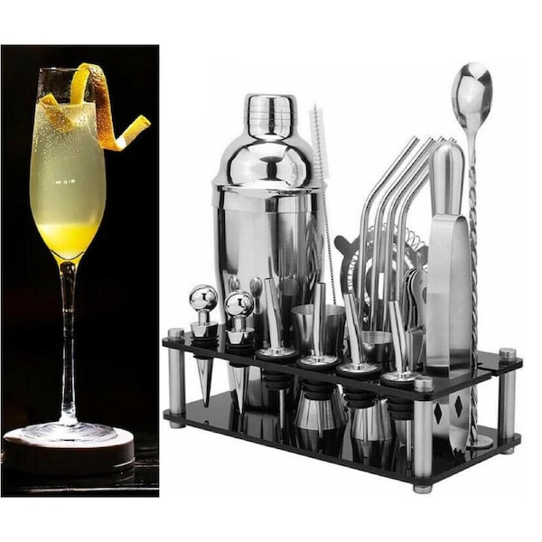 20Pcs Cocktail Shaker Set 750ml Martini Strainer Bartender Kit Bar Spirits Maker