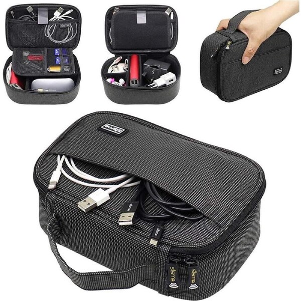 Travel Cables Organiser Carrying Case Power Cords Phone Battery Chargers Bag