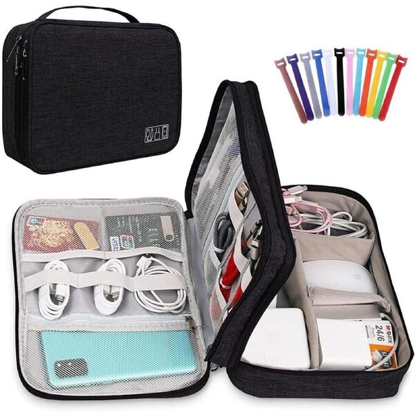 Universal Electronics Organiser Travel Bag Cable Organiser Accessories - Black