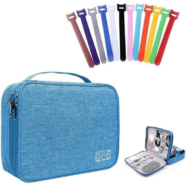Universal Electronics Organiser Travel Bag Cable Organiser Accessories - Sky