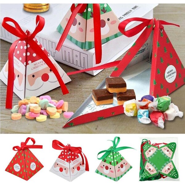 24pcs Christmas Candy Box Bag Christmas Tree Gift Box Paper Box Gift Party Bag