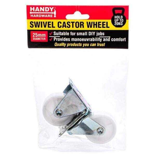 4x Castor Swivel Wheels White Casters 2kg Capacity Manoeuvrability Comfort