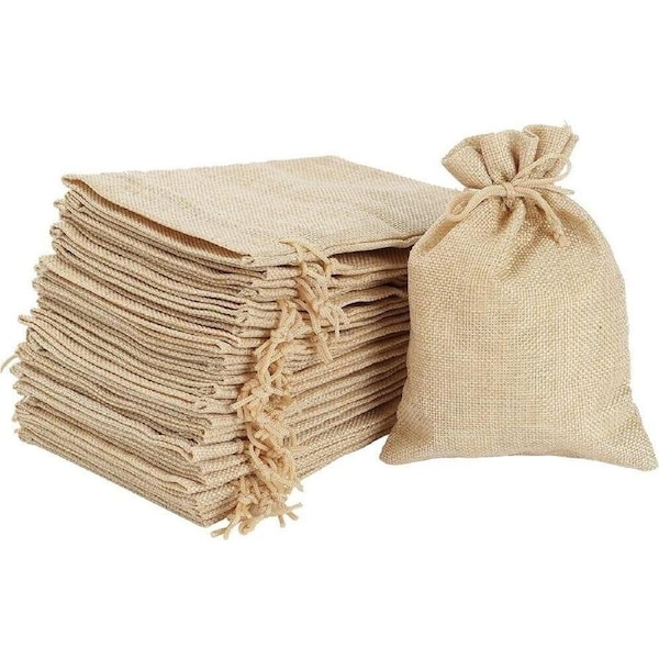20PCS Bags Natural Linen Pouch Drawstring Burlap Jute Sack Jewelry Gift Wedding