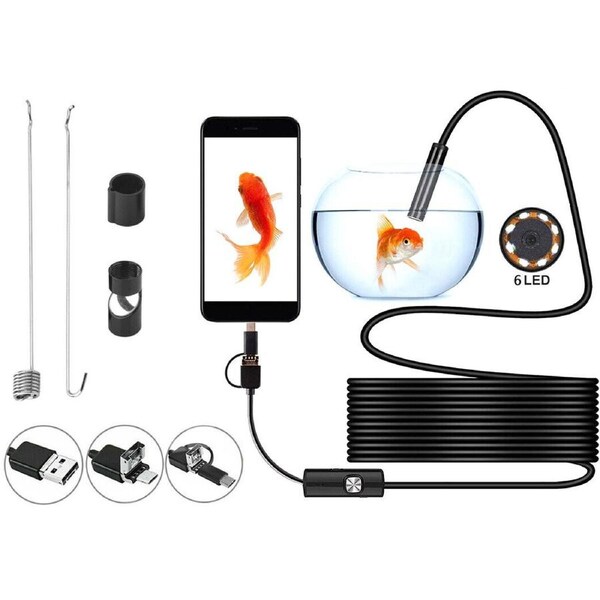 Waterproof HD Endoscope USB Type-C Borescope Inspection Snake Camera Android 2M