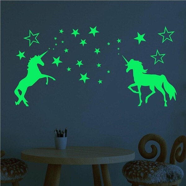 Unicorn Glow In The Dark Stars Wall Stickers Kids Bedroom Decals DIY Decor