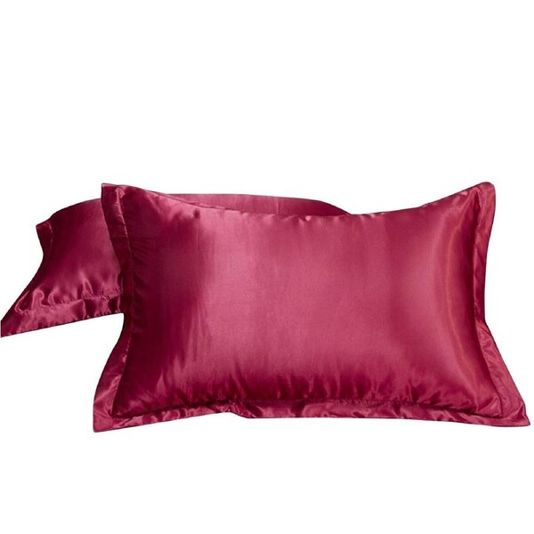 2x Satin Silk Pillow Cases Cushion Cover Pillowcase Home Decor Luxury Bed Red