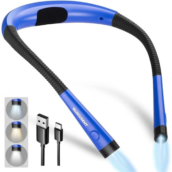 LED Neck Book Reading Light Rechargeable 3 Colors 6 Brightness Levels Assorted