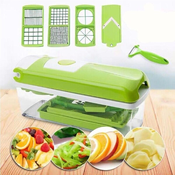 13PC Vegetable Fruit Peeler Multi-Function Chopper Steel Slicer Dicer Grater Set