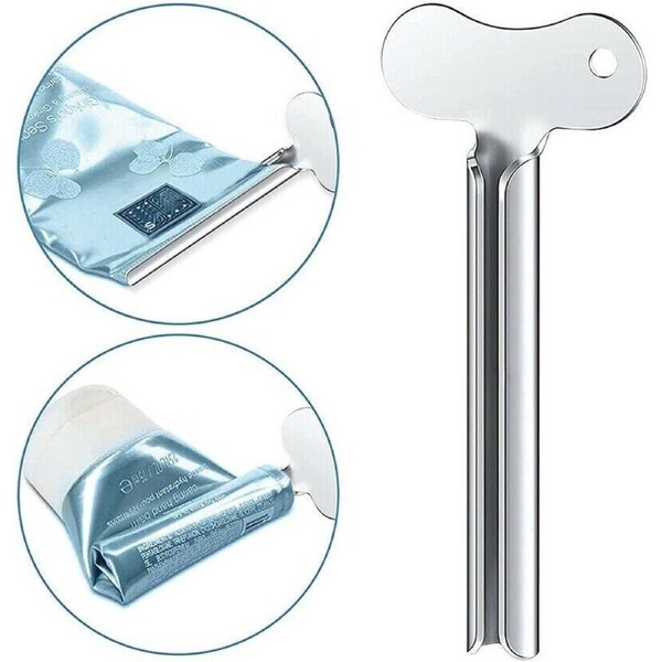 4x Stainless Steel Tube Toothpaste Squeezer Easy Key Dispenser Rolling Holder