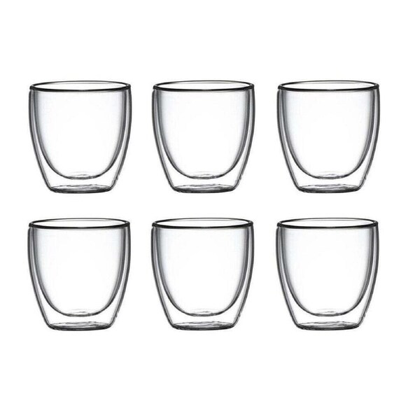 6x Double Walled Espresso Glasses Barista Coffee Cup Mug Drinks Glass 100ml